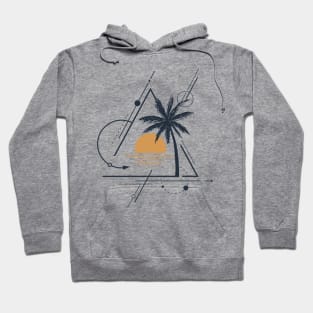 Sunset And Palm. Geometric, Line Art Style Hoodie